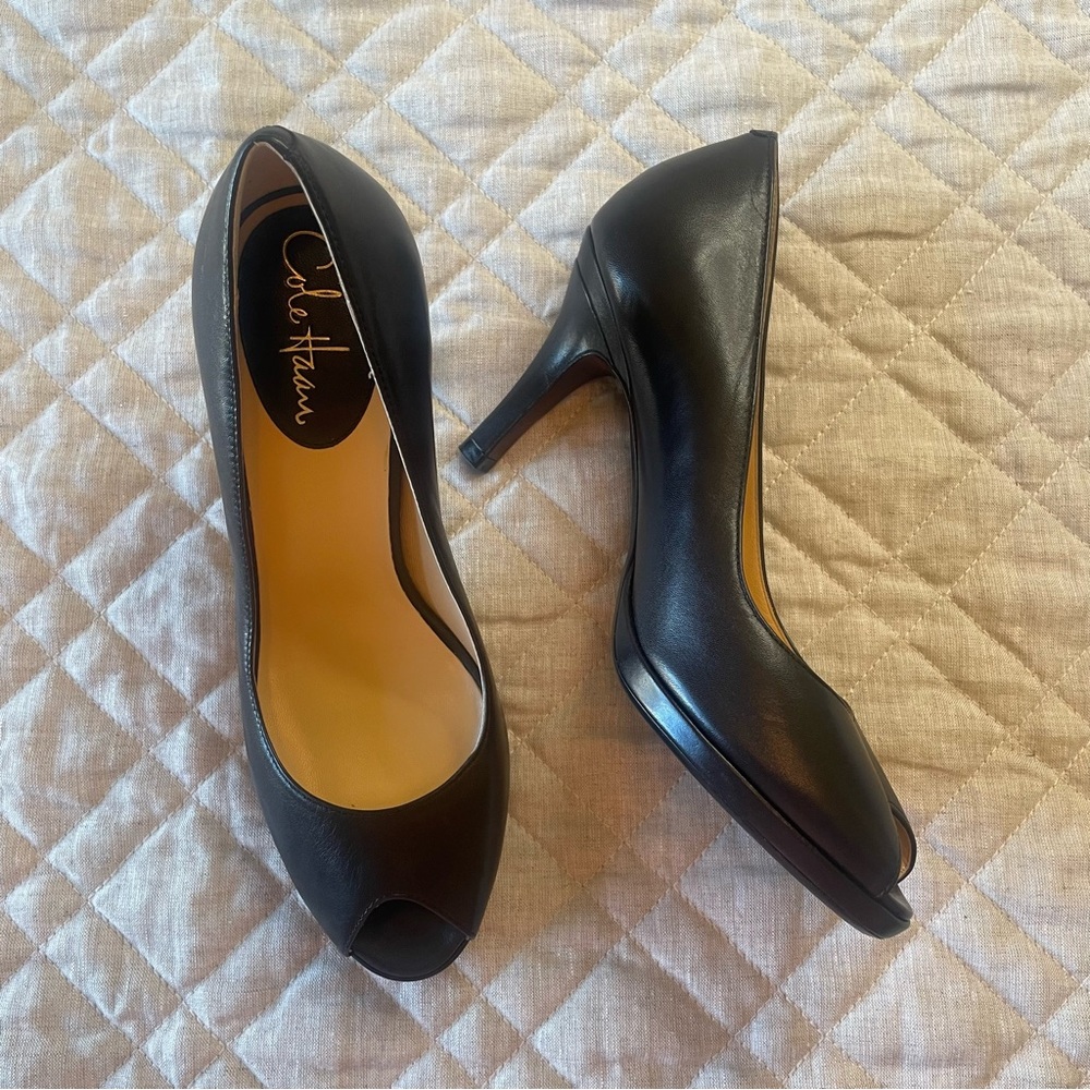 Cole Haan Nike Air Peep Toe Pump Heels Black 8.5B - Picture 8 of 13